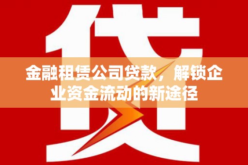 疏附金融租赁公司贷款，解锁企业资金流动的新途径