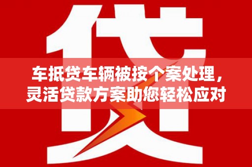 峡江车抵贷车辆被按个案处理，灵活贷款方案助您轻松应对资金需求
